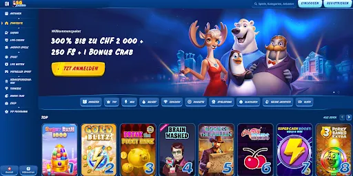 SGCasino Startseite mit Tiercharakteren und Willkommensangebot SGCasino Startseite mit tierischen Charakteren und Willkommensangebot